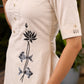 Off-White Cotton Kurta with Hand Painted Motif on One Side - Pant Optional