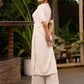 Off-White Cotton Kurta with Hand Painted Motif on One Side - Pant Optional