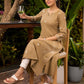 Classy Beige Cotton Kurta with All Over Embroidery - Pant Optional