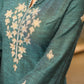 Front Embroidered Turquoise Green Kurta with Bell Sleeves - Pant Optional