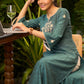 Front Embroidered Turquoise Green Kurta with Bell Sleeves - Pant Optional