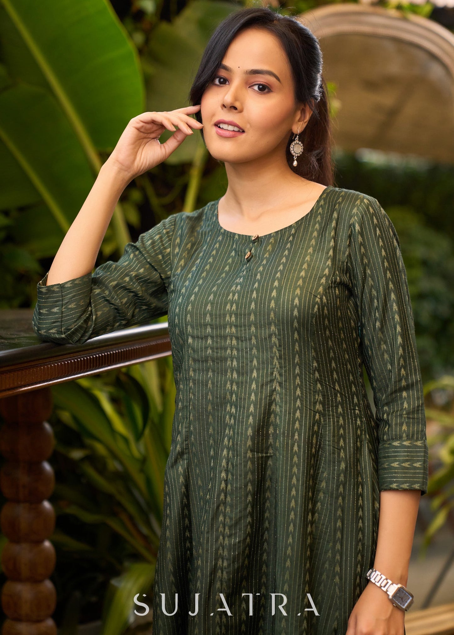 Flowy Green A Line Kurta Perfect for Work & Casual Wear - Pant Optional