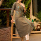 Smart Grey Cotton Kurta with One Side Floral Embroidery - Pant Optional