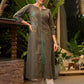 Smart Grey Cotton Kurta with One Side Floral Embroidery - Pant Optional