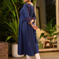 Trendy Navy-Blue Cotton Kurta with Embroidery in Front & Back - Pant Optional