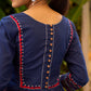 Trendy Navy-Blue Cotton Kurta with Embroidery in Front & Back - Pant Optional