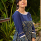 Evergreen Navy Blue Ajrakh Cotton Kurta with Laces on Sleeves & Neckline - Pant Optional