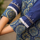 Evergreen Navy Blue Ajrakh Cotton Kurta with Laces on Sleeves & Neckline - Pant Optional