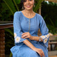 Elegant Powder Blue Kurta with Floral Patchwork Motifs on Sleeves - Pant Optional