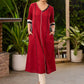 Stylish Maroon Cotton Kurta with Ikat Detailing & Side Pockets - Pant Optional