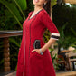 Stylish Maroon Cotton Kurta with Ikat Detailing & Side Pockets - Pant Optional