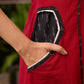 Stylish Maroon Cotton Kurta with Ikat Detailing & Side Pockets - Pant Optional