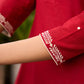 Unique Maroon Cotton Kurta with Ajrakh Patchwork - Pant Optional