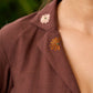 Elegant Brown Cotton Kurta with Embroidery on Collar & Sleeves - Pant Optional