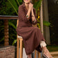 Elegant Brown Cotton Kurta with Embroidery on Collar & Sleeves - Pant Optional