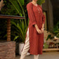 Maroon Stripes Cotton Kurta with Printed Back Yoke & Front Buttons - Pant Optional