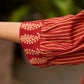 Maroon Stripes Cotton Kurta with Printed Back Yoke & Front Buttons - Pant Optional