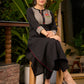 Quirky Black Cotton Kurta with Floral Painting on Checkered Yoke - Pant Optional