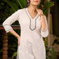 Classy White Cotton Kurta with Thread Works on Yoke & Sleeves - Pant Optional