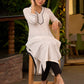 Classy White Cotton Kurta with Thread Works on Yoke & Sleeves - Pant Optional