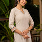 Elegant Off-White Cotton Kurta with Madhubani Painted Borders on Hem Sleeves & Neckline - Pant Optional