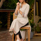 Elegant Off-White Cotton Kurta with Madhubani Painted Borders on Hem Sleeves & Neckline - Pant Optional