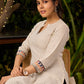 Elegant Off-White Cotton Kurta with Madhubani Painted Borders on Hem Sleeves & Neckline - Pant Optional