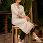 Elegant Off-White Cotton Kurta with Madhubani Painted Borders on Hem Sleeves & Neckline - Pant Optional