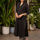 Black Cotton Kurta with Embroidery on The Yoke & Sleeves - Pant Optional