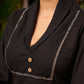 Black Cotton Kurta with Embroidery on The Yoke & Sleeves - Pant Optional