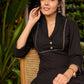 Black Cotton Kurta with Embroidery on The Yoke & Sleeves - Pant Optional