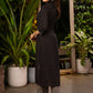 Black Cotton Kurta with Embroidery on The Yoke & Sleeves - Pant Optional