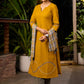 Mustard Yellow Cotton Kurta with Embroidery & Front Pockets with Contrasting Pant - Stole Optional