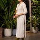 Elegant White Kurta with Embroidery on The Neckline with Contrasting Pant - Stole Optional