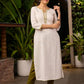 Elegant White Kurta with Embroidery on The Neckline with Contrasting Pant - Stole Optional