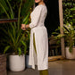 Elegant White Kurta with Embroidery on The Neckline with Contrasting Pant - Stole Optional