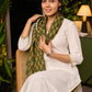 Elegant White Kurta with Embroidery on The Neckline with Contrasting Pant - Stole Optional