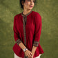 Elegant Maroon Cotton Ajrakh Pleated Top - Pant Optional