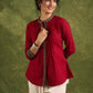 Elegant Maroon Cotton Ajrakh Pleated Top - Pant Optional