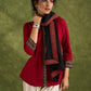 Elegant Maroon Cotton Ajrakh Pleated Top - Pant Optional