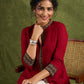 Elegant Maroon Cotton Ajrakh Pleated Top - Pant Optional