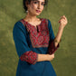 Trendy Teal Cotton Ajrakh Combination Top - Pant Optional