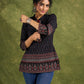 Black Cotton Ikat Top With Vibrant Border