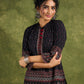 Black Cotton Ikat Top With Vibrant Border