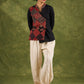 Trendy Black Ajrakh Patch Work Cotton Top - Pant Optional