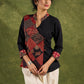 Trendy Black Ajrakh Patch Work Cotton Top - Pant Optional