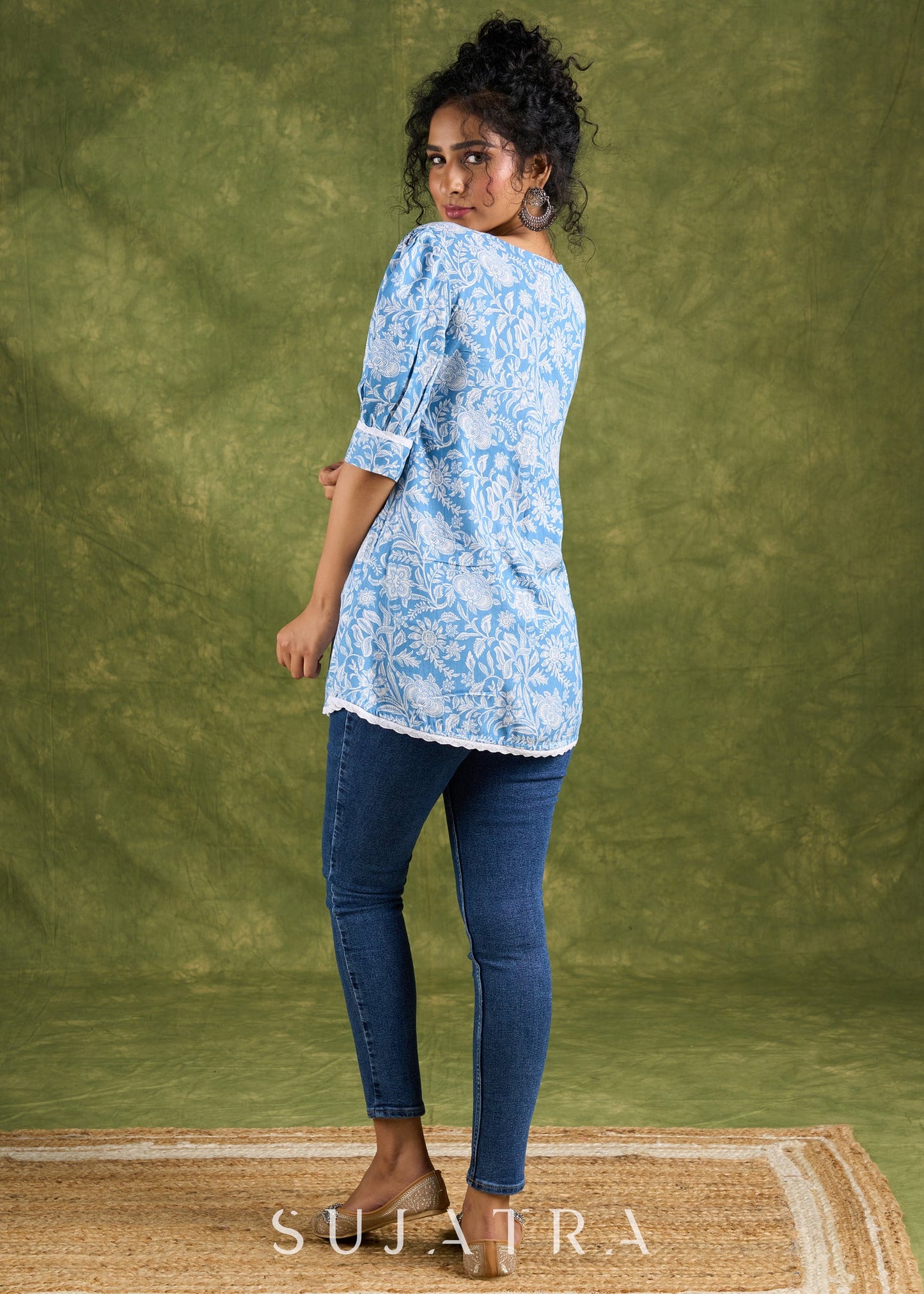 Delicate Flowy Rayon Top With Nice Puff Sleeves