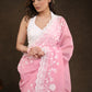 Gorgeous Blush Pink Chanderi Saree with Beautiful White Embroidery