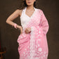 Gorgeous Blush Pink Chanderi Saree with Beautiful White Embroidery