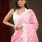 Gorgeous Blush Pink Chanderi Saree with Beautiful White Embroidery